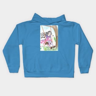 swing relaxing and fun color pencils illustration Kids Hoodie